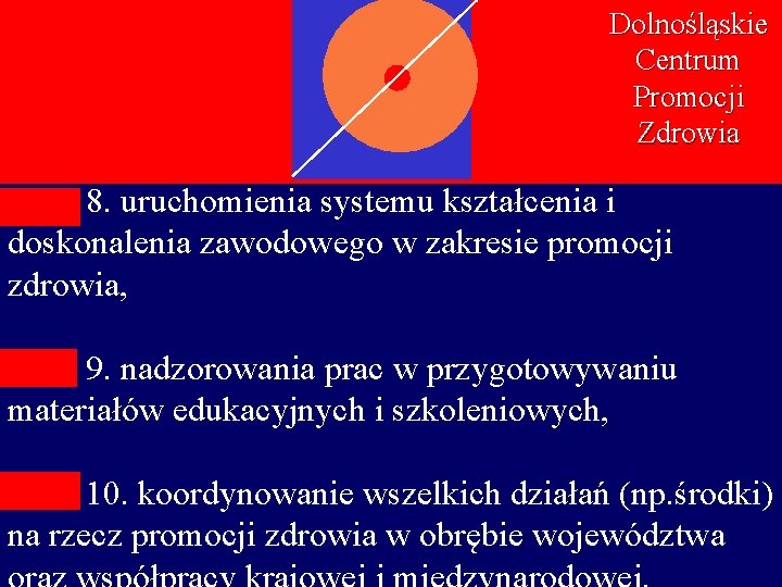 Dolnośląskie Centrum Promocji Zdrowia 8. uruchomienia systemu kształcenia i doskonalenia zawodowego w zakresie promocji