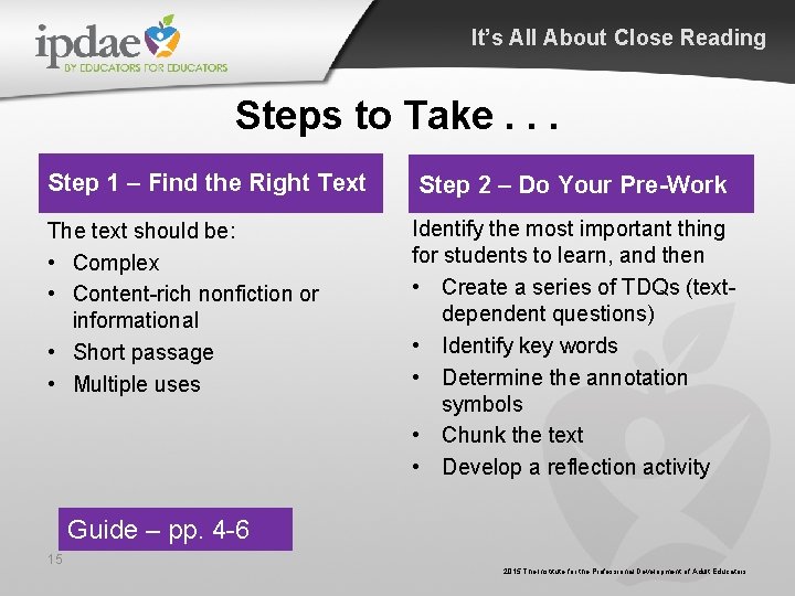 It’s All About Close Reading Steps to Take. . . Step 1 – Find It’s All About Close Reading Steps to Take. . . Step 1 – Find
