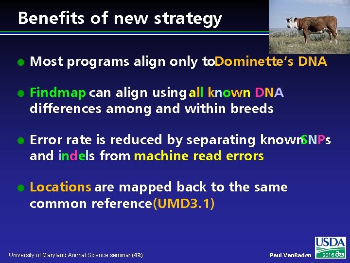 Benefits of new strategy l l Most programs align only to. Dominette’s DNA Findmap