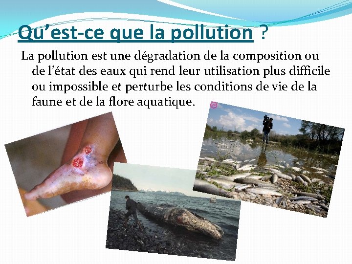 Qu’est-ce que la pollution ? La pollution est une dégradation de la composition ou