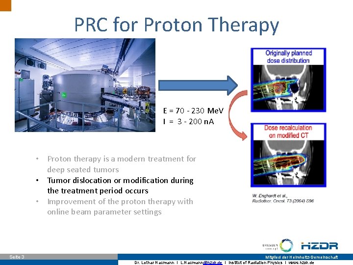 PRC for Proton Therapy E = 70 - 230 Me. V I = 3 PRC for Proton Therapy E = 70 - 230 Me. V I = 3