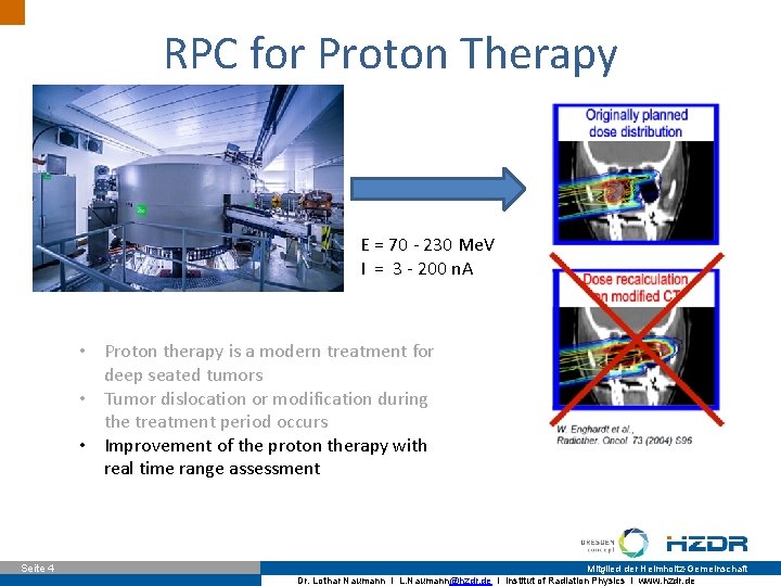 RPC for Proton Therapy E = 70 - 230 Me. V I = 3