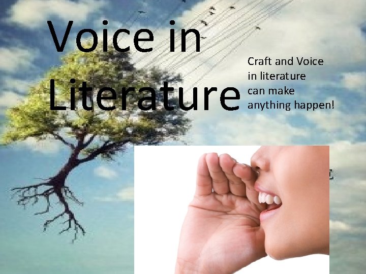 Voice in Literature Craft and Voice in literature can make anything happen! 