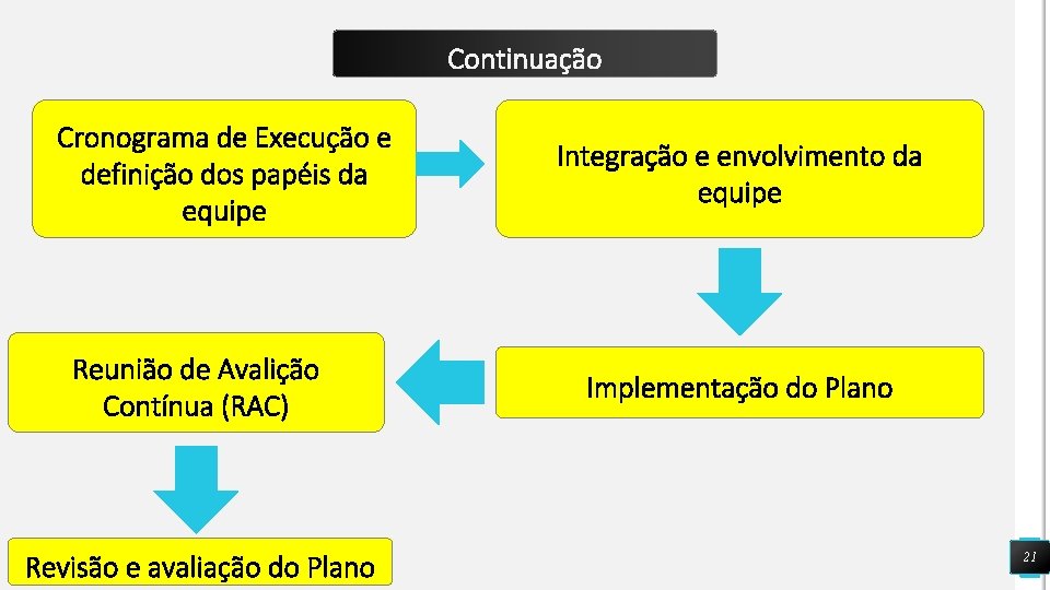 Continuação Cronograma de Execução e definição dos papéis da equipe Reunião de Avalição Contínua