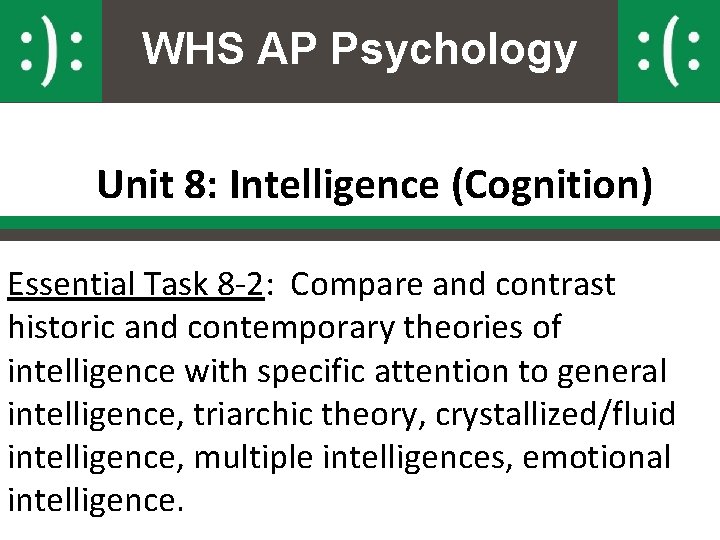 WHS AP Psychology Unit 8: Intelligence (Cognition) Essential Task 8 -2: Compare and contrast