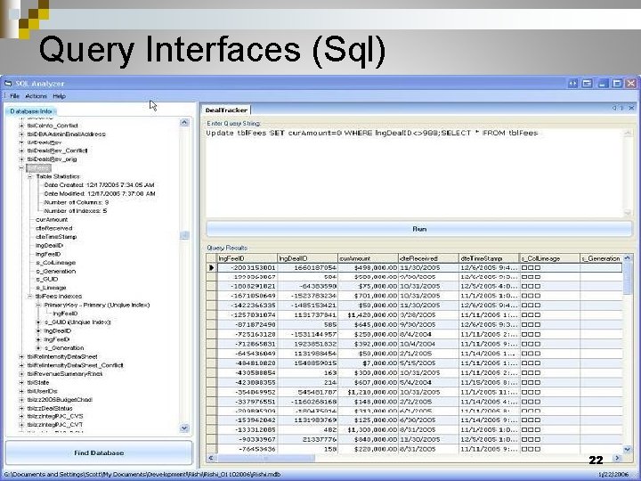Query Interfaces (Sql) 22 