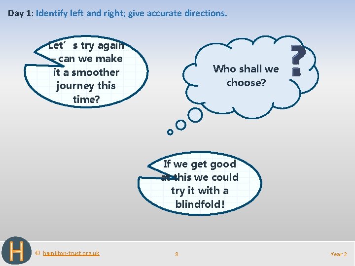 Day 1: Identify left and right; give accurate directions. Let’s try again – can Day 1: Identify left and right; give accurate directions. Let’s try again – can