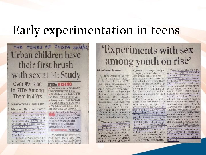 Early experimentation in teens 