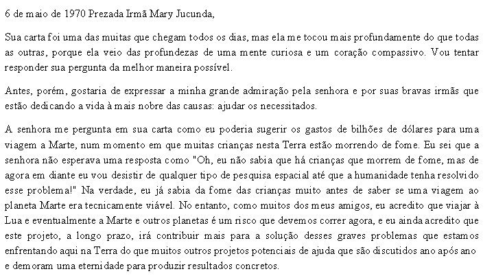 6 de maio de 1970 Prezada Irmã Mary Jucunda, Sua carta foi uma das