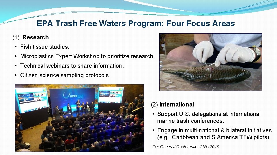EPA Trash Free Waters Program: Four Focus Areas (1) Research • Fish tissue studies.