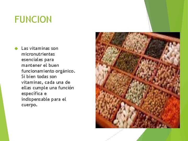 FUNCION Las vitaminas son micronutrientes esenciales para mantener el buen funcionamiento orgánico. Si bien