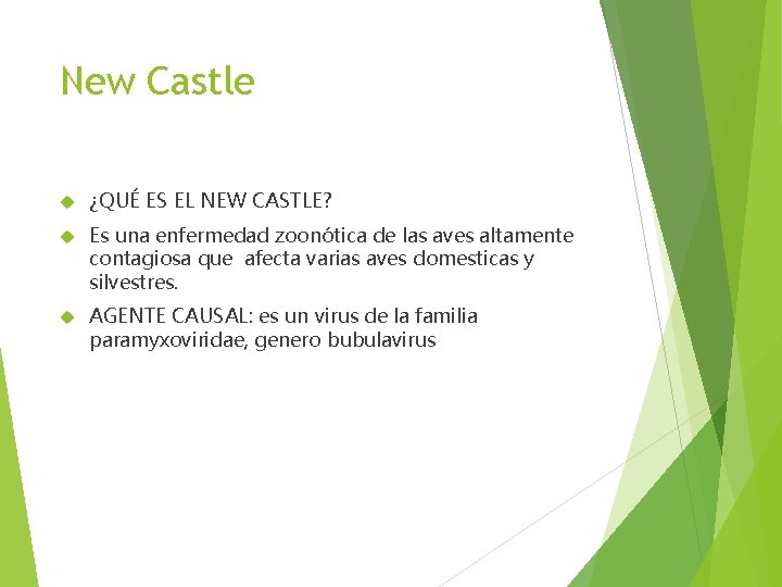 New Castle ¿QUÉ ES EL NEW CASTLE? Es una enfermedad zoonótica de las aves