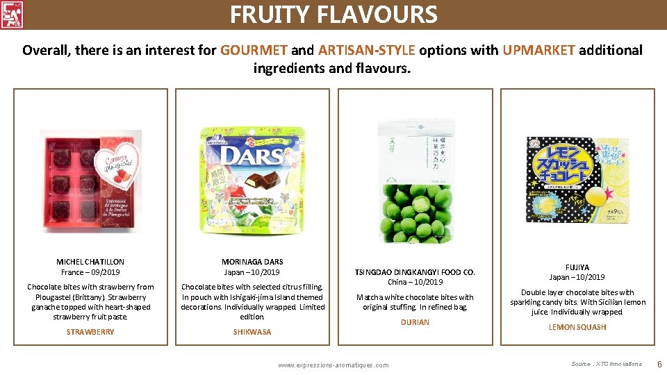 FRUITY FLAVOURS Overall, there is an interest for GOURMET and ARTISAN-STYLE options with UPMARKET