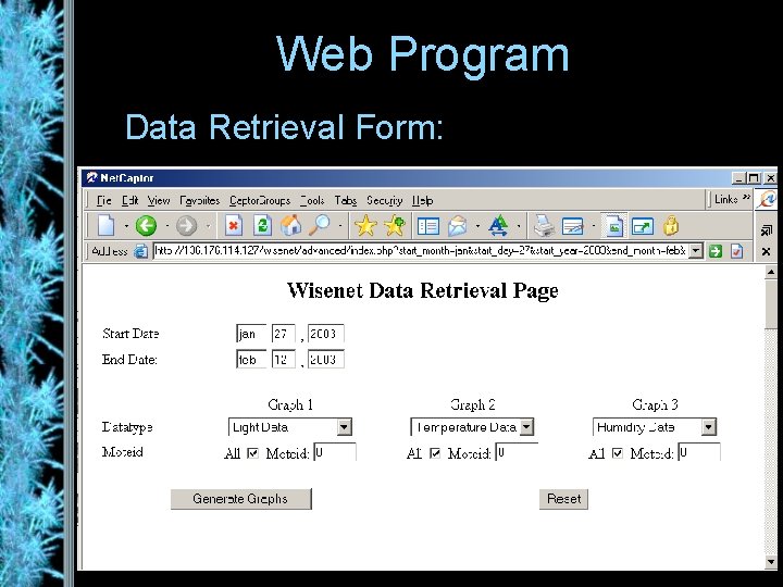 Web Program Data Retrieval Form: 