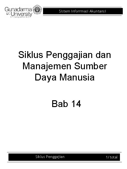 Sistem Inforrmasi Akuntansi Siklus Penggajian dan Manajemen Sumber Daya Manusia Bab 14 Siklus Penggajian