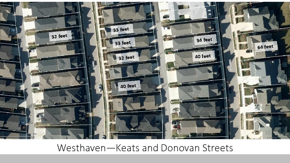 32 feet 33 feet 32 feet 34 feet 40 feet Westhaven—Keats and Donovan Streets