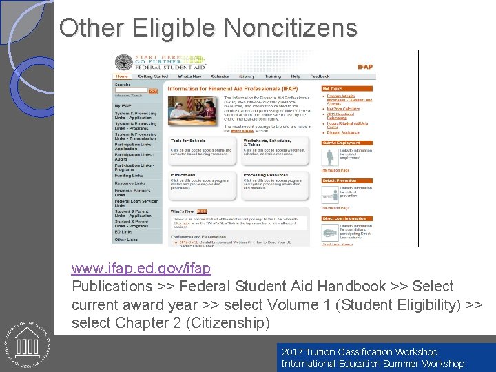 Other Eligible Noncitizens www. ifap. ed. gov/ifap Publications >> Federal Student Aid Handbook >>