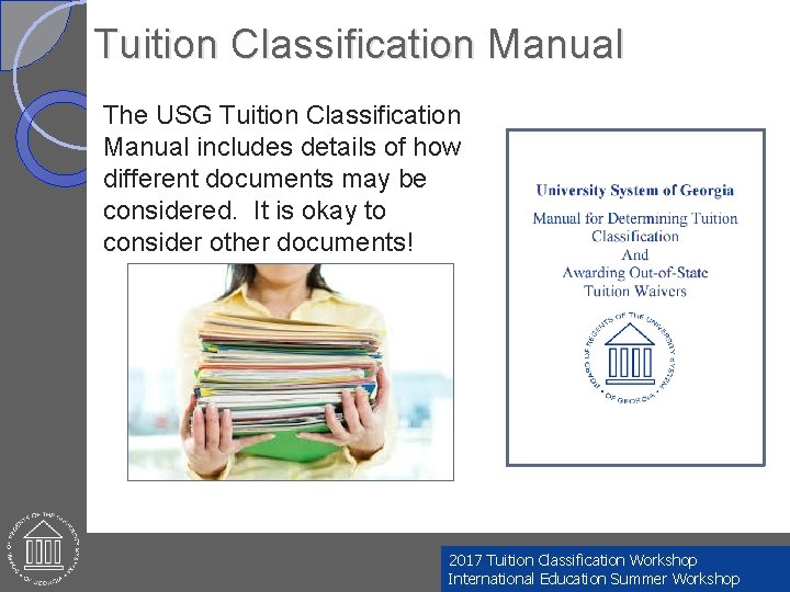 Tuition Classification Manual The USG Tuition Classification Manual includes details of how different documents