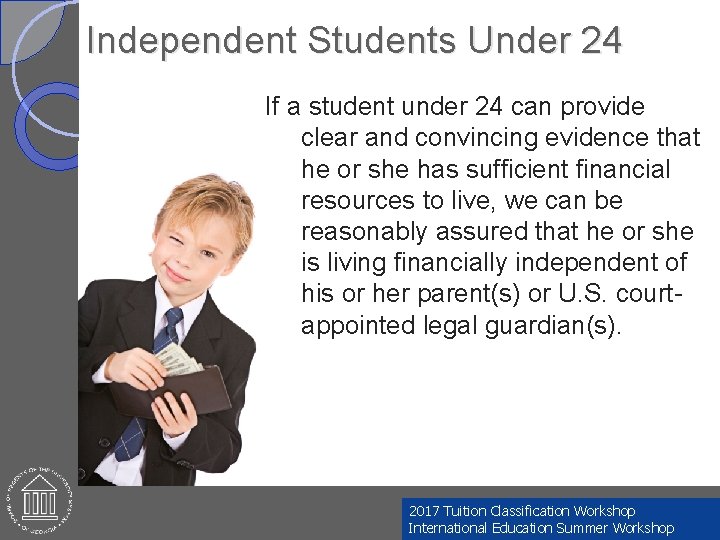 Independent Students Under 24 If a student under 24 can provide clear and convincing