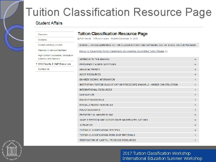 Tuition Classification Resource Page 2017 Tuition Classification Workshop International Education Summer Workshop 