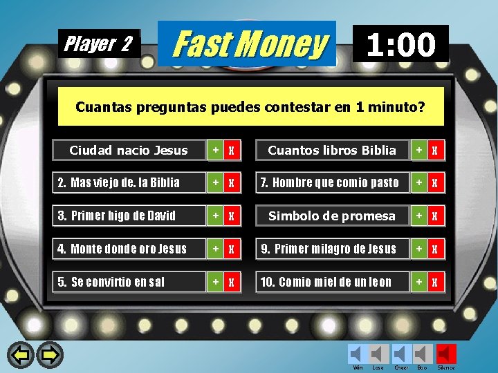 Player 2 Fast Money 1: 00 0: 59 0: 58 0: 57 0: 56