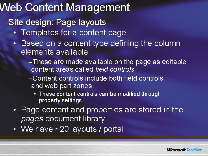 Web Content Management Site design: Page layouts • Templates for a content page • Web Content Management Site design: Page layouts • Templates for a content page •
