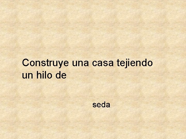 Construye una casa tejiendo un hilo de seda 