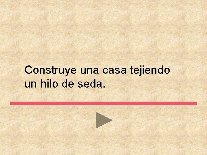 Construye una casa tejiendo un hilo de seda. 