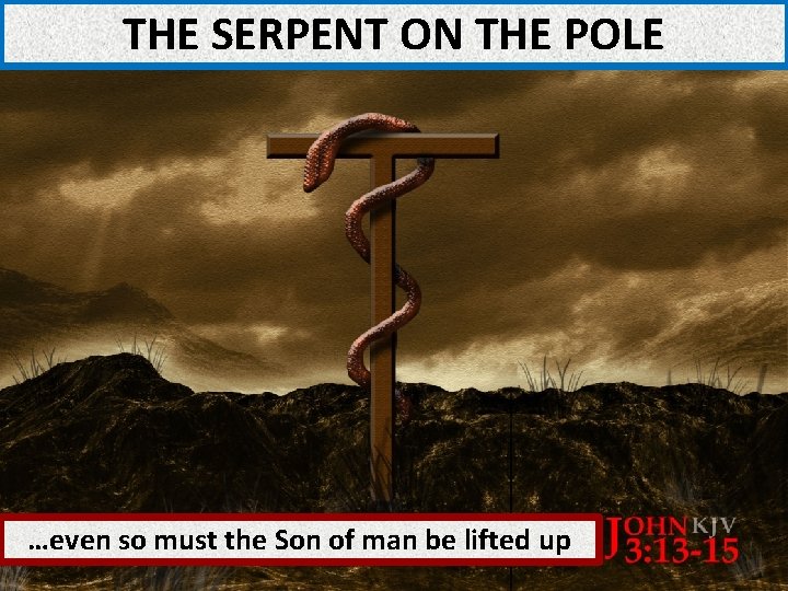 THE SERPENT ON THE POLE …even so must the Son of man be lifted THE SERPENT ON THE POLE …even so must the Son of man be lifted