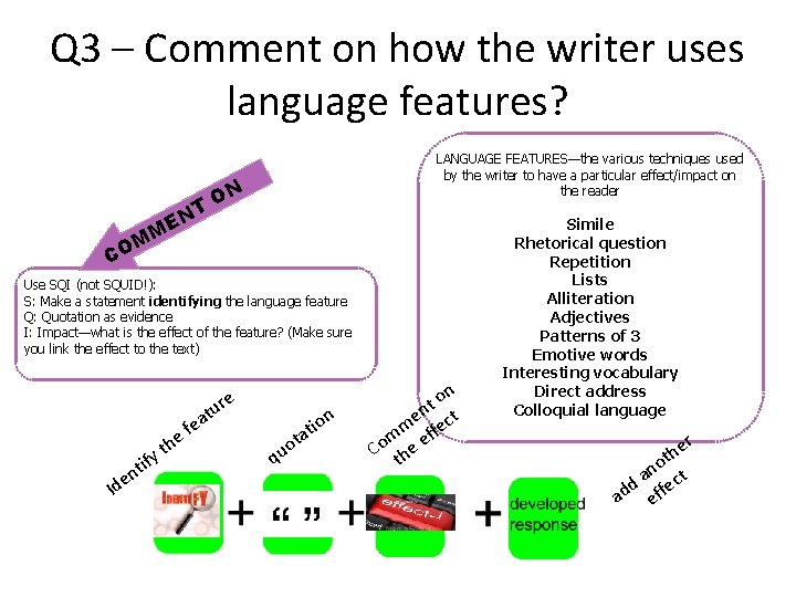 Q 3 – Comment on how the writer uses language features? CO T N