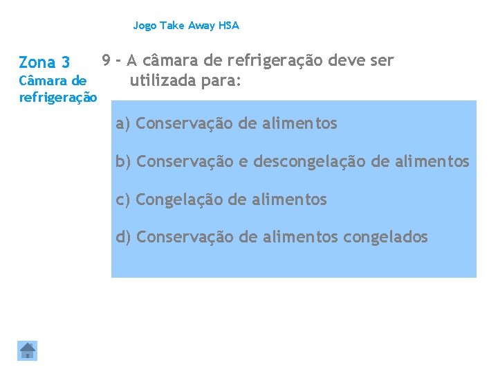 Jogo Take Away HSA 9 - A câmara de refrigeração deve ser Câmara de