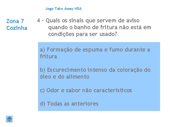 Jogo Take Away HSA Zona 7 Cozinha 4 - Quais os sinais que servem