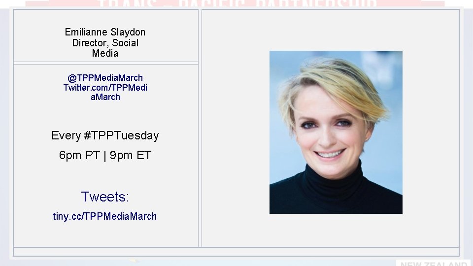 Emilianne Slaydon Director, Social Media @TPPMedia. March Twitter. com/TPPMedi a. March Every #TPPTuesday 6