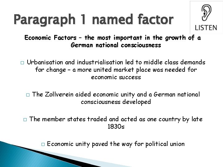 Paragraph 1 named factor Economic Factors – the most important in the growth of