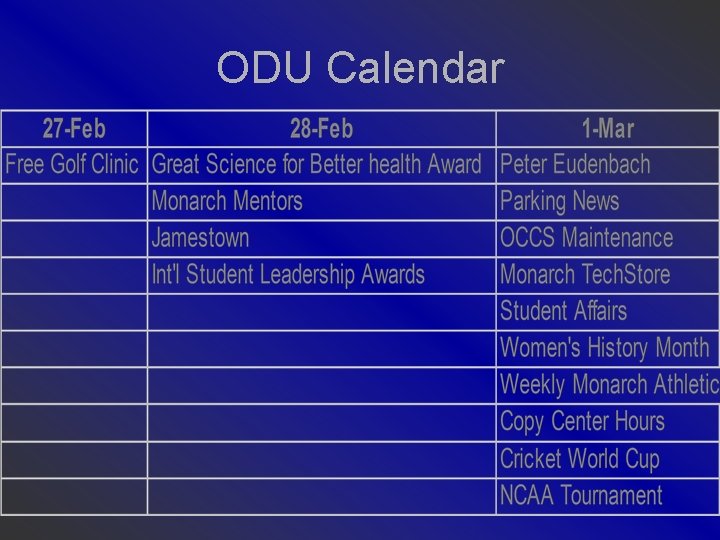 ODU Calendar 