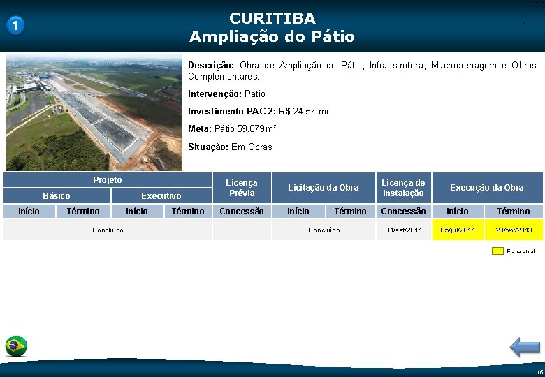 Code-P 15 CURITIBA Ampliação do Pátio 1 - Descrição: Obra de Ampliação do Pátio,