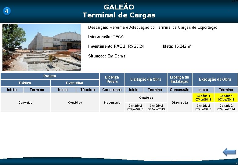 Code-P 7 GALEÃO Terminal de Cargas 4 - Descrição: Reforma e Adequação do Terminal