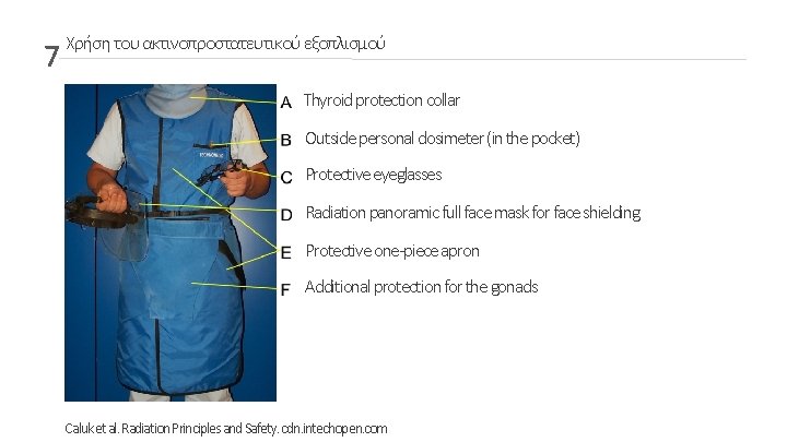 7 Χρήση του ακτινοπροστατευτικού εξοπλισμού Thyroid protection collar Outside personal dosimeter (in the pocket)