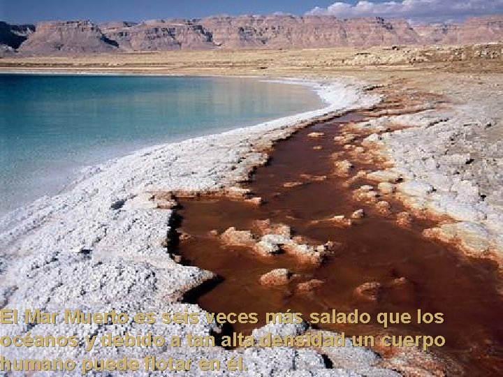 El Mar Muerto es seis veces más salado que los océanos y debido a