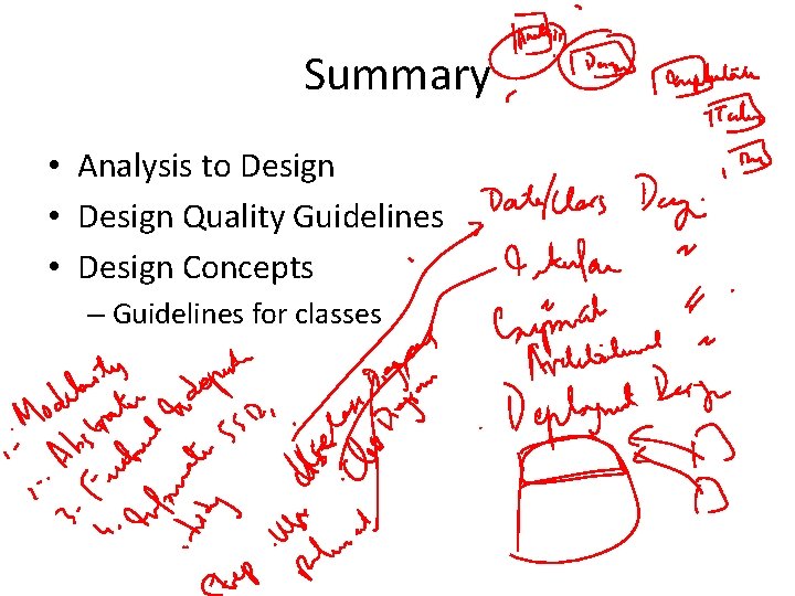 Summary • Analysis to Design • Design Quality Guidelines • Design Concepts – Guidelines