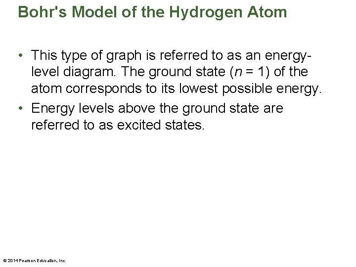Bohr's Model of the Hydrogen Atom • This type of graph is referred to