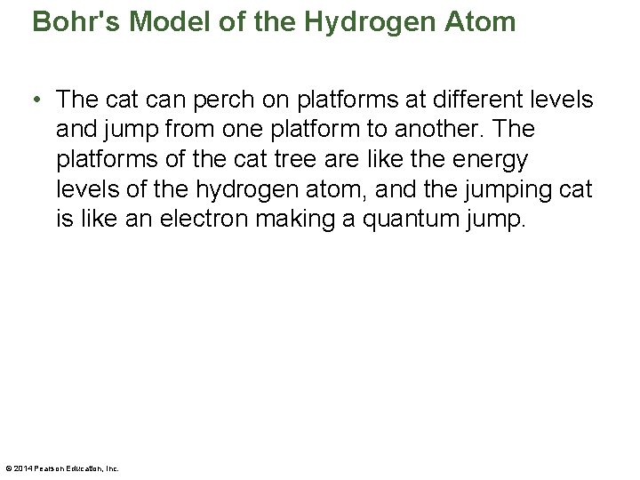Bohr's Model of the Hydrogen Atom • The cat can perch on platforms at
