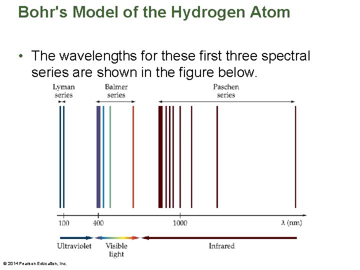 Bohr's Model of the Hydrogen Atom • The wavelengths for these first three spectral