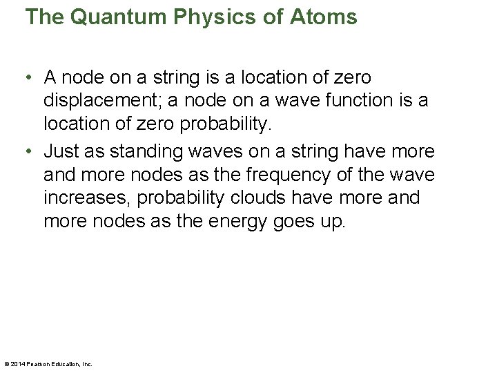 The Quantum Physics of Atoms • A node on a string is a location