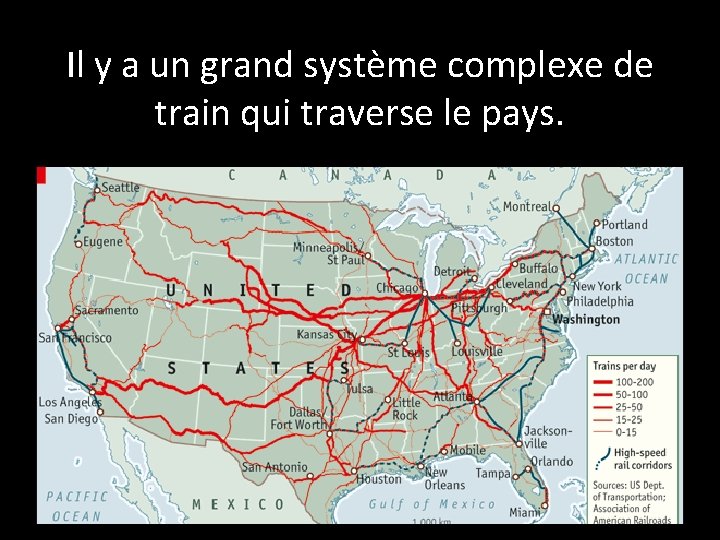 Il y a un grand système complexe de train qui traverse le pays. 