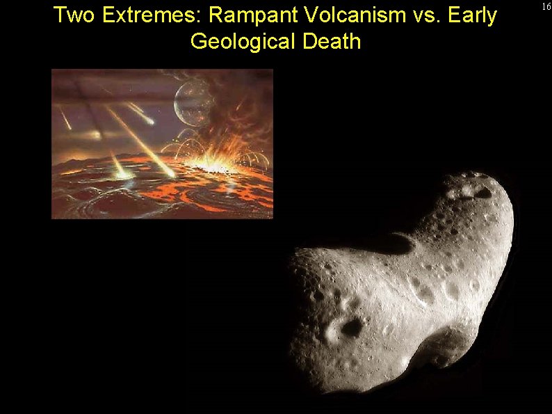 Two Extremes: Rampant Volcanism vs. Early Geological Death 16 
