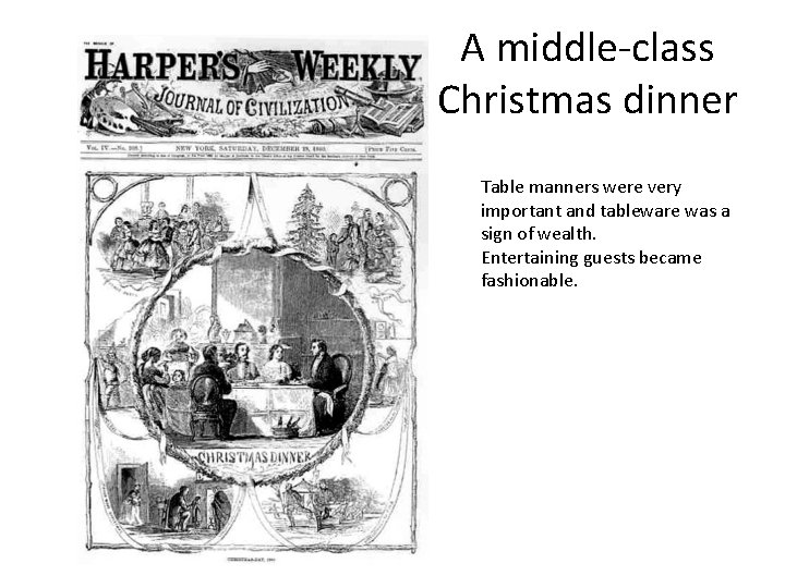 A middle-class Christmas dinner Table manners were very important and tableware was a sign