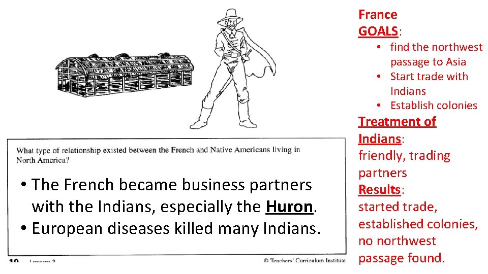 France GOALS: • find the northwest passage to Asia • Start trade with Indians France GOALS: • find the northwest passage to Asia • Start trade with Indians