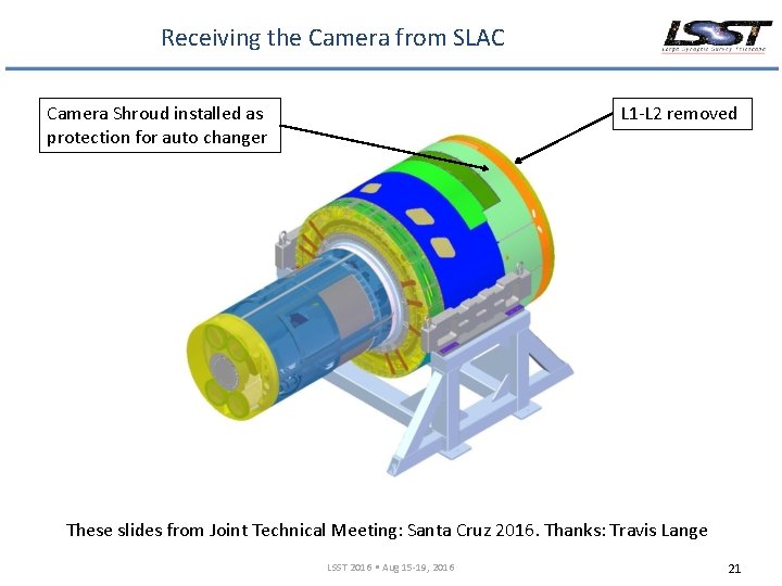 Receiving the Camera from SLAC Camera Shroud installed as protection for auto changer L