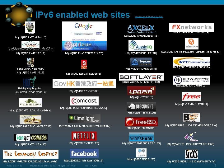 Prepare Plan Optimize Operate IPv 6 enabled web sites (growing list at sixy. ch) Prepare Plan Optimize Operate IPv 6 enabled web sites (growing list at sixy. ch)